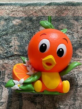 Cute Orange Bird Figurine sipper with Floral Accents